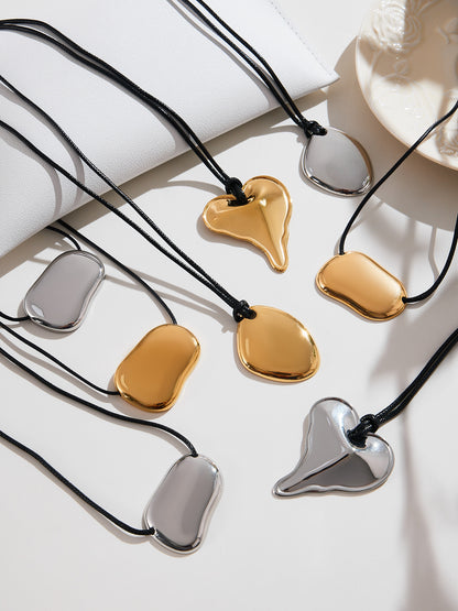 316L Stainless Steel 18K Gold PVD Heart Geometric Pendant Long Necklace - Heart Geometric Pendant Long Necklace Wholesale Stainless Steel Jewelry - Sensitive Skin Friendly - Detail 12