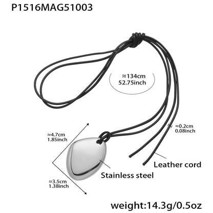 316L Stainless Steel 18K Gold PVD Heart Geometric Pendant Long Necklace - Heart Geometric Pendant Long Necklace Wholesale Stainless Steel Jewelry - Sensitive Skin Friendly - Detail 14
