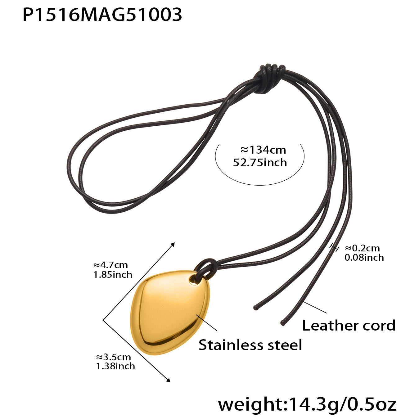 316L Stainless Steel 18K Gold PVD Heart Geometric Pendant Long Necklace - Heart Geometric Pendant Long Necklace Wholesale Stainless Steel Jewelry - Sensitive Skin Friendly - Detail 15