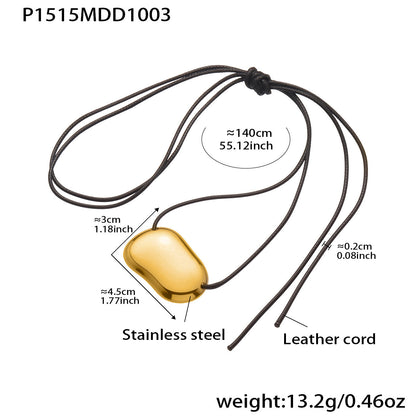 316L Stainless Steel 18K Gold PVD Heart Geometric Pendant Long Necklace - Heart Geometric Pendant Long Necklace Wholesale Stainless Steel Jewelry - Sensitive Skin Friendly - Detail 18