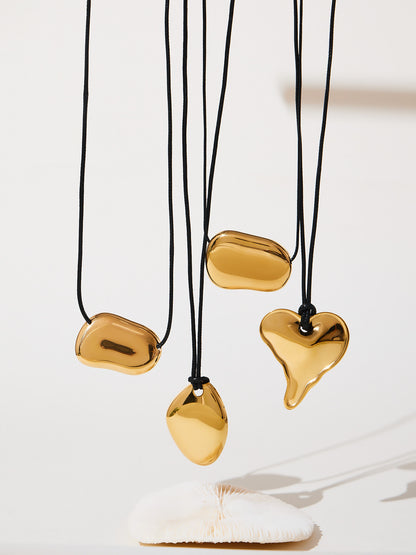 316L Stainless Steel 18K Gold PVD Heart Geometric Pendant Long Necklace - Heart Geometric Pendant Long Necklace Wholesale Stainless Steel Jewelry - Sensitive Skin Friendly - Detail 2