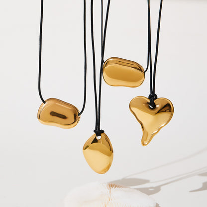 316L Stainless Steel 18K Gold PVD Heart Geometric Pendant Long Necklace - Heart Geometric Pendant Long Necklace Wholesale Stainless Steel Jewelry - Sensitive Skin Friendly - Detail 21