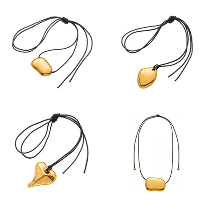 316L Stainless Steel 18K Gold PVD Heart Geometric Pendant Long Necklace - Heart Geometric Pendant Long Necklace Wholesale Stainless Steel Jewelry - Sensitive Skin Friendly - Detail 22