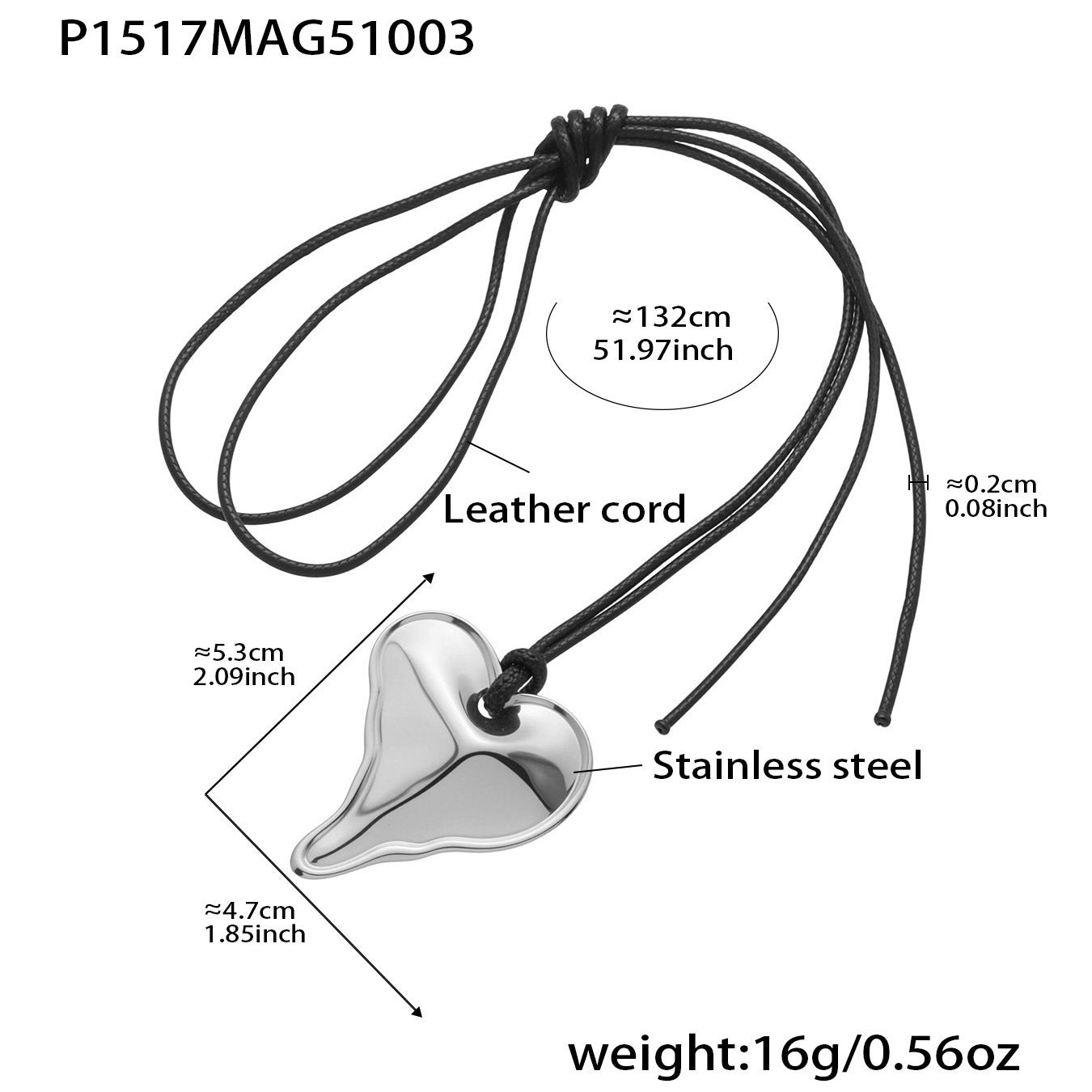 316L Stainless Steel 18K Gold PVD Heart Geometric Pendant Long Necklace - Heart Geometric Pendant Long Necklace Wholesale Stainless Steel Jewelry - Sensitive Skin Friendly - Detail 7