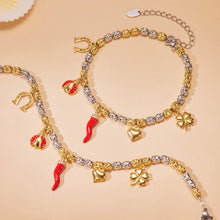 316L Stainless Steel 18K Gold PVD Heart Ladybug Four-Leaf Clover Zircon Bracelet - Heart Ladybug Four-Leaf Clover Zircon Lucky Charm Minimalist Gold Bracelet Wholesale Stainless Steel Jewelry - Sensitive Skin Friendly - Detail 4