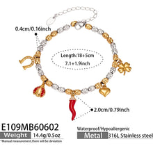 316L Stainless Steel 18K Gold PVD Heart Ladybug Four-Leaf Clover Zircon Bracelet - Heart Ladybug Four-Leaf Clover Zircon Lucky Charm Minimalist Gold Bracelet Wholesale Stainless Steel Jewelry - Sensitive Skin Friendly - Detail 7