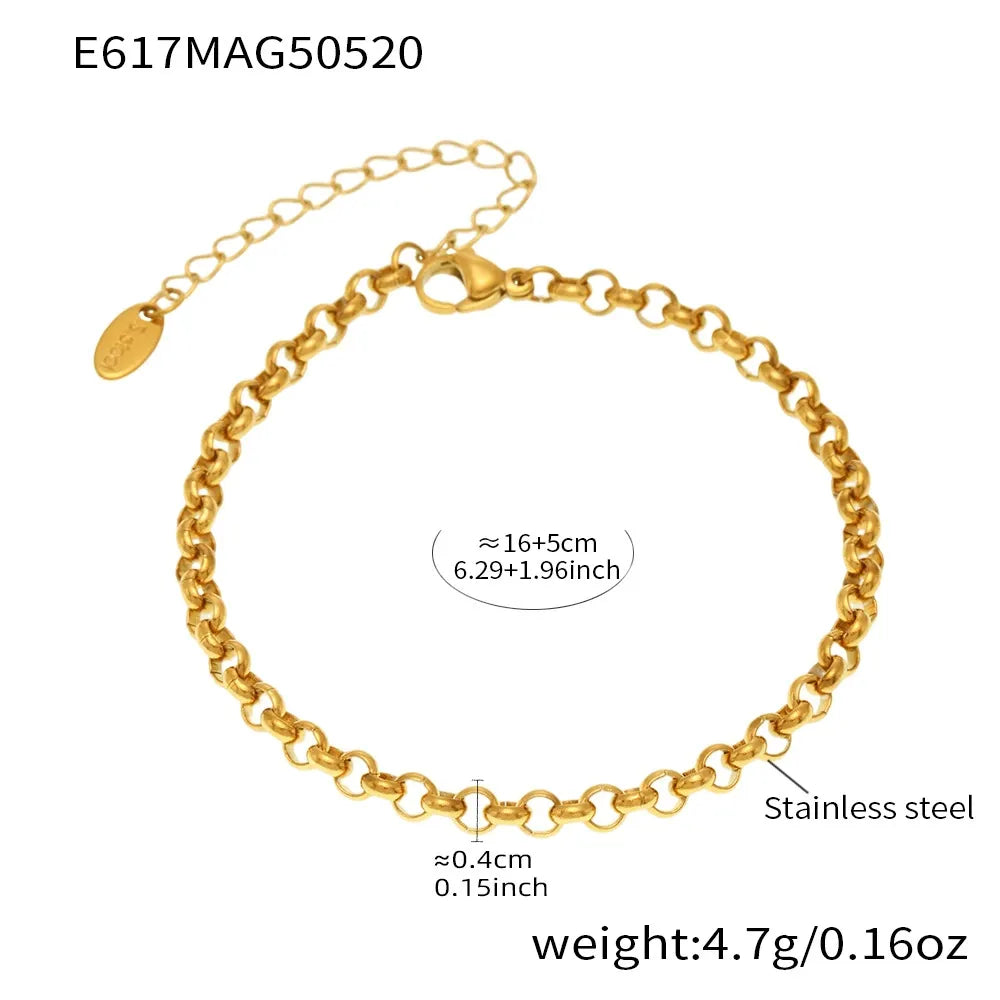 316L Stainless Steel 18K Gold PVD Heart Link Charm Bracelet - Image 7