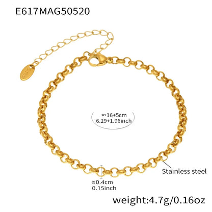 316L Stainless Steel 18K Gold PVD Heart Link Charm Bracelet - Image 7