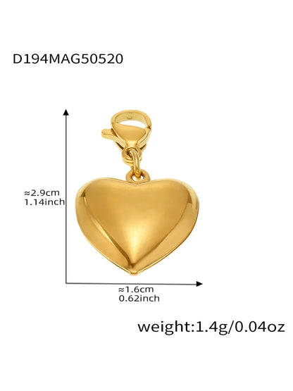 316L Stainless Steel 18K Gold PVD Heart Link Charm Bracelet - Image 8