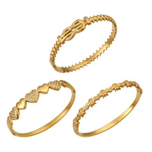 316L Stainless Steel 18K Gold PVD Heart Lock Bangle - Heart Lock Minimalist Gold Bangle Wholesale Stainless Steel Jewelry - Sensitive Skin Friendly - Detail 1