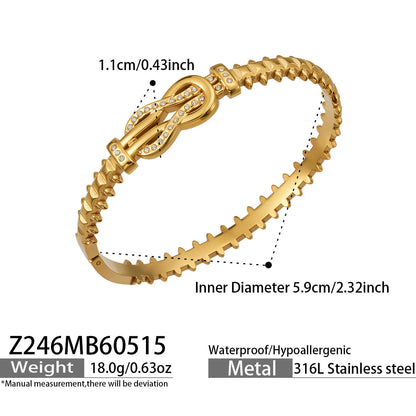 316L Stainless Steel 18K Gold PVD Heart Lock Bangle - Heart Lock Minimalist Gold Bangle Wholesale Stainless Steel Jewelry - Sensitive Skin Friendly - Detail 10