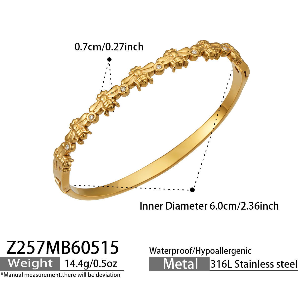 316L Stainless Steel 18K Gold PVD Heart Lock Bangle - Heart Lock Minimalist Gold Bangle Wholesale Stainless Steel Jewelry - Sensitive Skin Friendly - Detail 6