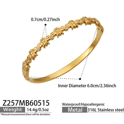 316L Stainless Steel 18K Gold PVD Heart Lock Bangle - Heart Lock Minimalist Gold Bangle Wholesale Stainless Steel Jewelry - Sensitive Skin Friendly - Detail 6