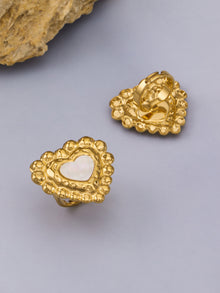 316L Stainless Steel 18K Gold PVD Heart Mother of Pearl Color-Drip Ring - Heart Mother of Pearl Color-Drip Gold Ring Wholesale Stainless Steel Jewelry - Sensitive Skin Friendly - Detail 1