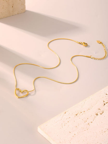 316L Stainless Steel 18K Gold PVD Heart Necklace - Heart Necklace Gold Wholesale Stainless Steel Jewelry - Sensitive Skin Friendly - Detail 10