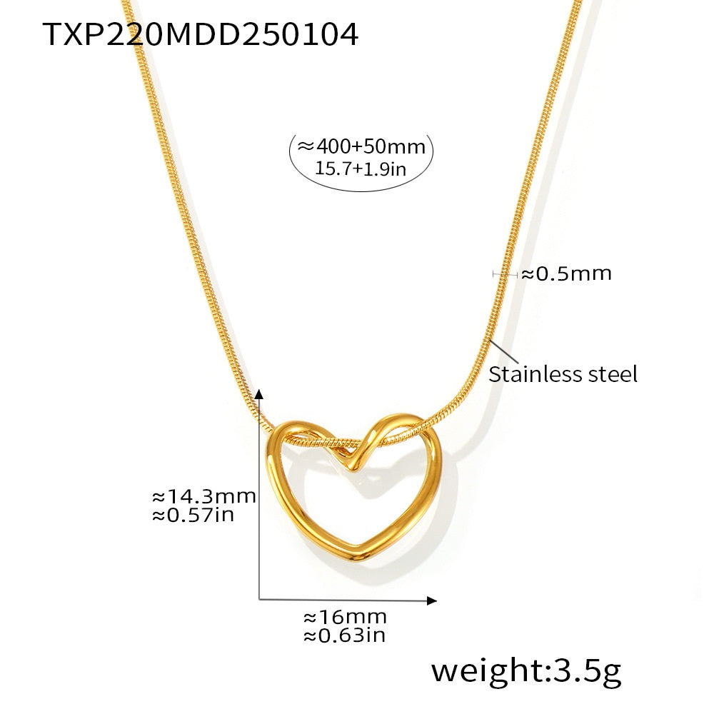 316L Stainless Steel 18K Gold PVD Heart Necklace - Heart Necklace Gold Wholesale Stainless Steel Jewelry - Sensitive Skin Friendly - Detail 5