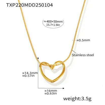 316L Stainless Steel 18K Gold PVD Heart Necklace - Heart Necklace Gold Wholesale Stainless Steel Jewelry - Sensitive Skin Friendly - Detail 5