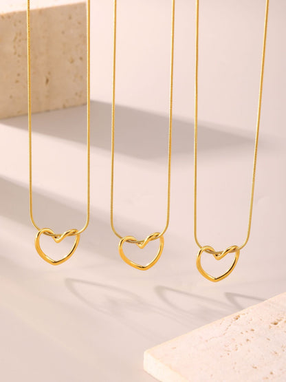 316L Stainless Steel 18K Gold PVD Heart Necklace - Heart Necklace Gold Wholesale Stainless Steel Jewelry - Sensitive Skin Friendly - Detail 8