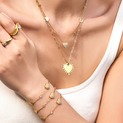 316L Stainless Steel 18K Gold PVD Heart Necklace Necklace - Heart Design Zircon Wholesale Stainless Steel Jewelry - Sensitive Skin Friendly - Detail 12