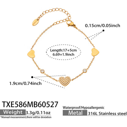 316L Stainless Steel 18K Gold PVD Heart Necklace Necklace - Heart Design Zircon Wholesale Stainless Steel Jewelry - Sensitive Skin Friendly - Detail 3