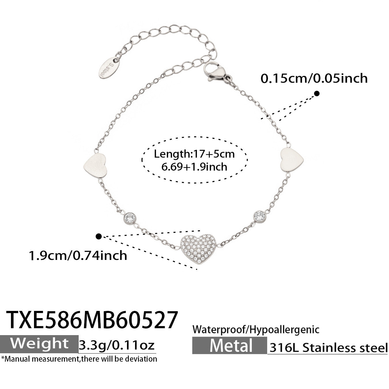 316L Stainless Steel 18K Gold PVD Heart Necklace Necklace - Heart Design Zircon Wholesale Stainless Steel Jewelry - Sensitive Skin Friendly - Detail 5