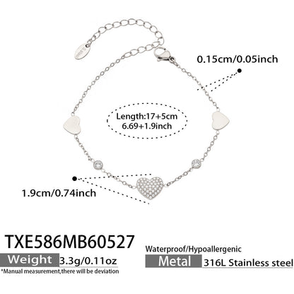 316L Stainless Steel 18K Gold PVD Heart Necklace Necklace - Heart Design Zircon Wholesale Stainless Steel Jewelry - Sensitive Skin Friendly - Detail 5
