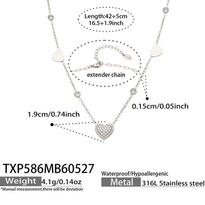 316L Stainless Steel 18K Gold PVD Heart Necklace Necklace - Heart Design Zircon Wholesale Stainless Steel Jewelry - Sensitive Skin Friendly - Detail 9