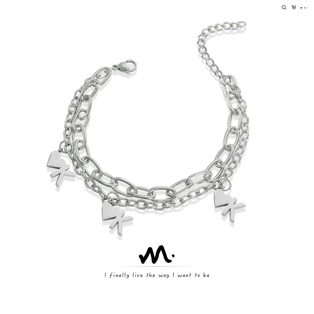 316L Stainless Steel 18K Gold PVD Heart Pendant Bracelet - Heart Pendant Minimalist Wholesale Stainless Steel Jewelry - Sensitive Skin Friendly - Detail 1