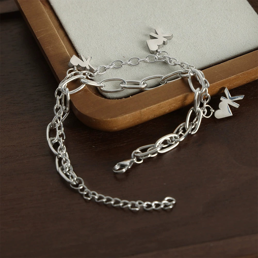 316L Stainless Steel 18K Gold PVD Heart Pendant Bracelet - Heart Pendant Minimalist Wholesale Stainless Steel Jewelry - Sensitive Skin Friendly - Detail 3