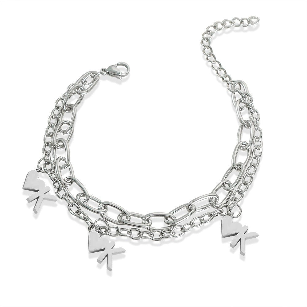 316L Stainless Steel 18K Gold PVD Heart Pendant Bracelet - Heart Pendant Minimalist Wholesale Stainless Steel Jewelry - Sensitive Skin Friendly - Detail 5