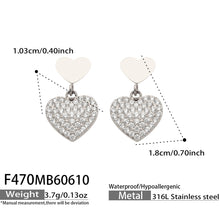 316L Stainless Steel 18K Gold PVD Heart Pendant Earrings - Heart Pendant, Elegant Design, Stainless Steel, Zircon Accents Wholesale Stainless Steel Jewelry - Sensitive Skin Friendly - Detail 13