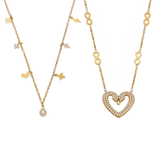 316L Stainless Steel 18K Gold PVD Heart Pendant Necklace - Heart Pendant Minimalist Zircon Inlay Wholesale Stainless Steel Jewelry - Sensitive Skin Friendly - Detail 5