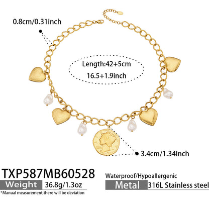 316L Stainless Steel 18K Gold PVD Heart Pendant Necklace - Heart Pendant, Modern Gold Jewelry Wholesale Stainless Steel Jewelry - Sensitive Skin Friendly - Detail 8