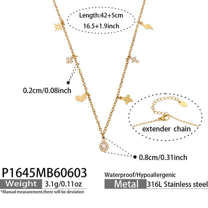 316L Stainless Steel 18K Gold PVD Heart Pendant Necklace - Heart Pendant Minimalist Zircon Inlay Wholesale Stainless Steel Jewelry - Sensitive Skin Friendly - Detail 8