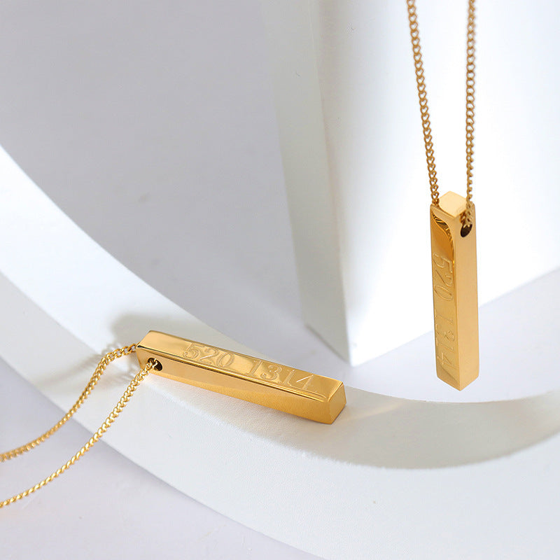 316L Stainless Steel 18K Gold PVD Heart Pendant Number Necklace - Romantic Heart Pendant Number Necklace Wholesale Stainless Steel Jewelry - Sensitive Skin Friendly - Detail 5