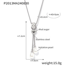 316L Stainless Steel 18K Gold PVD Heart Tassel Faux Pearl Pendant Necklace - Heart Pendant, Tassel, Faux Pearl, Layering, Light Luxury, Elegant Wholesale Stainless Steel Jewelry - Sensitive Skin Friendly - Detail 1