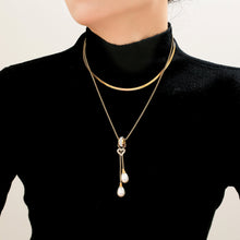 316L Stainless Steel 18K Gold PVD Heart Tassel Faux Pearl Pendant Necklace - Heart Pendant, Tassel, Faux Pearl, Layering, Light Luxury, Elegant Wholesale Stainless Steel Jewelry - Sensitive Skin Friendly - Detail 7