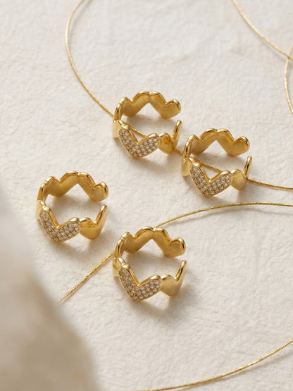 316L Stainless Steel 18K Gold PVD Heart Wave Design Earrings - Heart Shape Wave Design Minimalist Modern Wholesale Stainless Steel Jewelry - Sensitive Skin Friendly - Detail 13