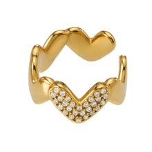 316L Stainless Steel 18K Gold PVD Heart Wave Design Earrings - Heart Shape Wave Design Minimalist Modern Wholesale Stainless Steel Jewelry - Sensitive Skin Friendly - Detail 14