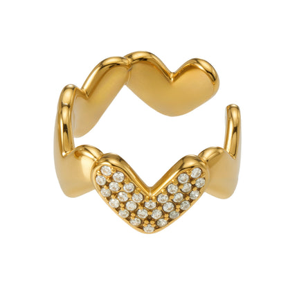 316L Stainless Steel 18K Gold PVD Heart Wave Design Earrings - Heart Shape Wave Design Minimalist Modern Wholesale Stainless Steel Jewelry - Sensitive Skin Friendly - Detail 14