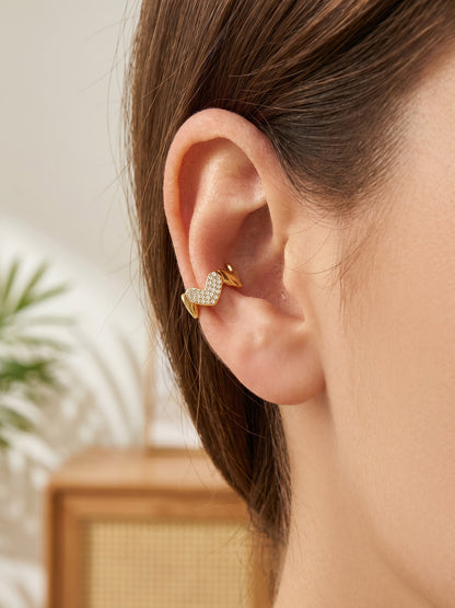 316L Stainless Steel 18K Gold PVD Heart Wave Design Earrings - Heart Shape Wave Design Minimalist Modern Wholesale Stainless Steel Jewelry - Sensitive Skin Friendly - Detail 2