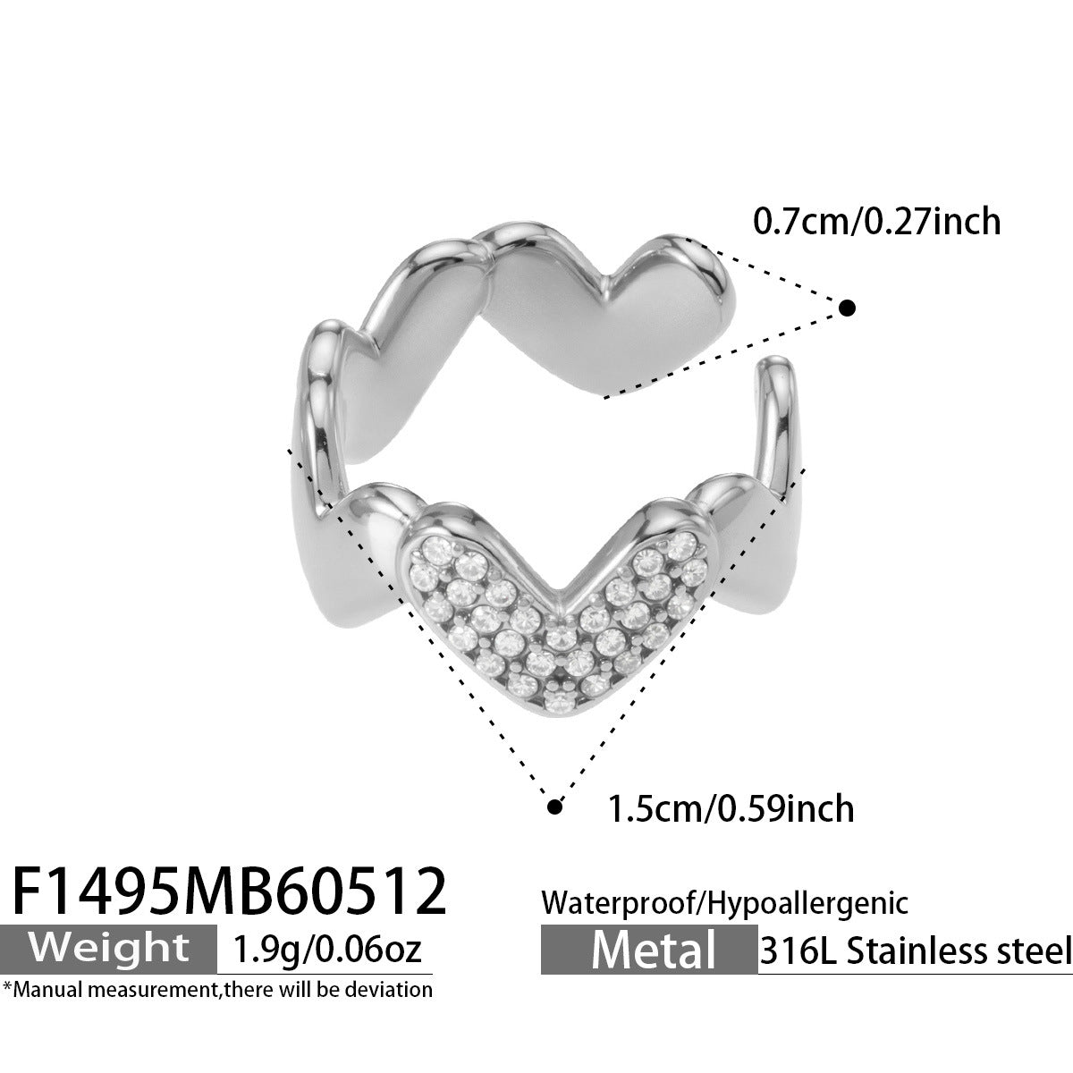 316L Stainless Steel 18K Gold PVD Heart Wave Design Earrings - Heart Shape Wave Design Minimalist Modern Wholesale Stainless Steel Jewelry - Sensitive Skin Friendly - Detail 3
