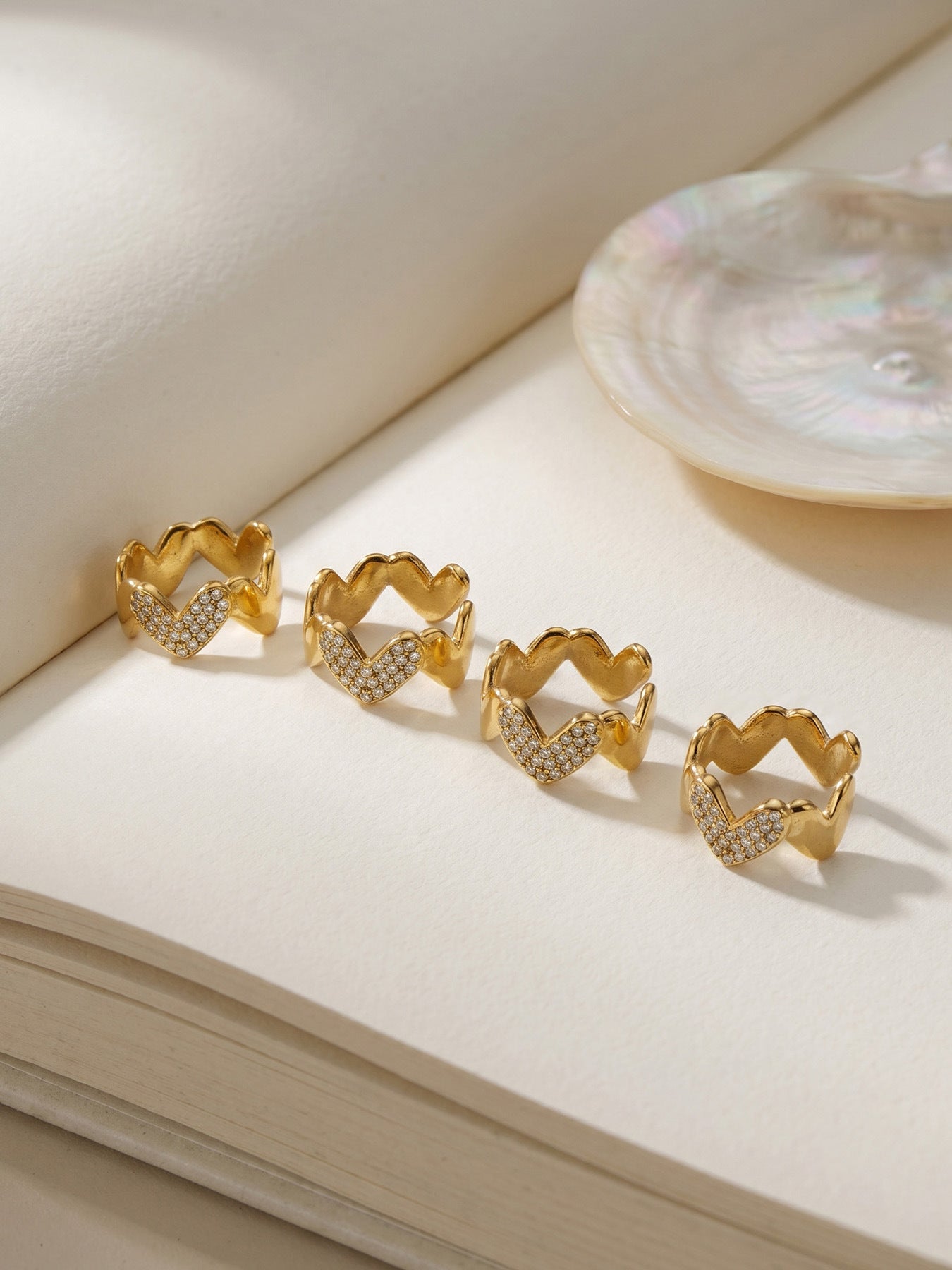 316L Stainless Steel 18K Gold PVD Heart Wave Design Earrings - Heart Shape Wave Design Minimalist Modern Wholesale Stainless Steel Jewelry - Sensitive Skin Friendly - Detail 7