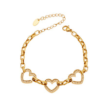 316L Stainless Steel 18K Gold PVD Heart Zircon Bracelet - Elegant Heart Bracelet, Gold Zircon, Modern Jewelry Wholesale Stainless Steel Jewelry - Sensitive Skin Friendly - Detail 2