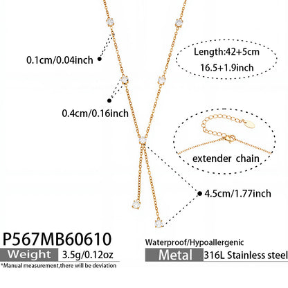 316L Stainless Steel 18K Gold PVD Heart Zircon Necklace - Heart Zircon, Elegant Design, Modern Style Wholesale Stainless Steel Jewelry - Sensitive Skin Friendly - Detail 14