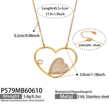 316L Stainless Steel 18K Gold PVD Heart Zircon Necklace - Heart Zircon, Elegant Design, Modern Style Wholesale Stainless Steel Jewelry - Sensitive Skin Friendly - Detail 17