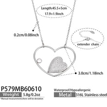 316L Stainless Steel 18K Gold PVD Heart Zircon Necklace - Heart Zircon, Elegant Design, Modern Style Wholesale Stainless Steel Jewelry - Sensitive Skin Friendly - Detail 18