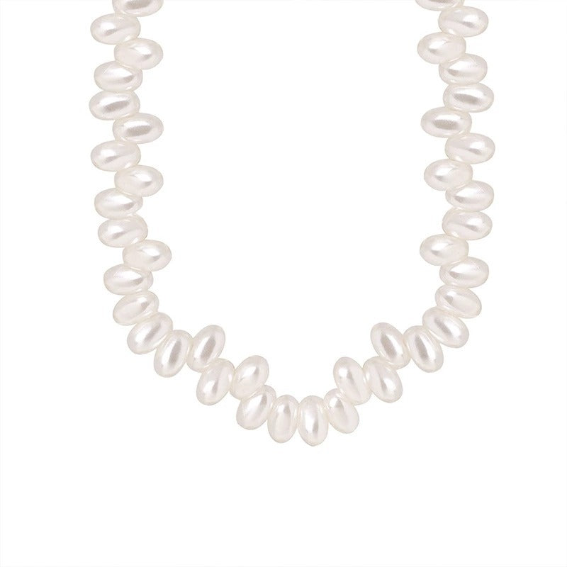 316L Stainless Steel 18K Gold PVD High-Gloss Faux Pearl Necklace - Modern Elegant High-Gloss Faux Pearl Wholesale Stainless Steel Jewelry - Sensitive Skin Friendly - Detail 5