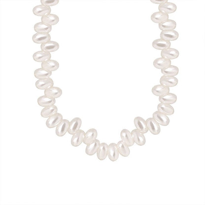 316L Stainless Steel 18K Gold PVD High-Gloss Faux Pearl Necklace - Modern Elegant High-Gloss Faux Pearl Wholesale Stainless Steel Jewelry - Sensitive Skin Friendly - Detail 5