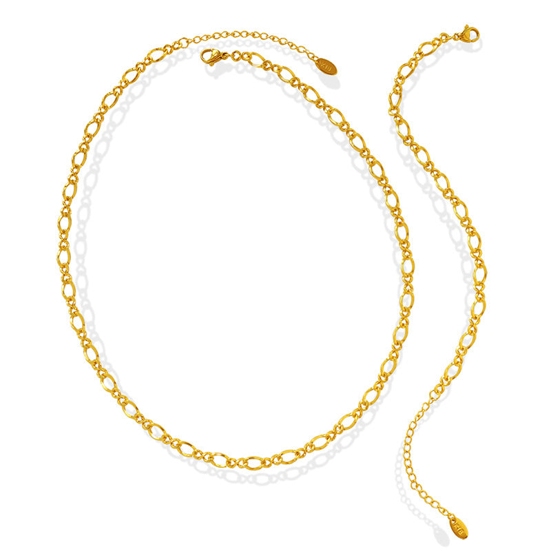 316L Stainless Steel 18K Gold PVD Hip-hop Style Figure 8 Link Jewelry Set - Hip-hop Style, Figure 8 Link, Gold Tone, Steel Tone Wholesale Stainless Steel Jewelry - Sensitive Skin Friendly - Detail 10